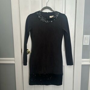 Michael Kors Sequin Trim Long Sleeve Dress